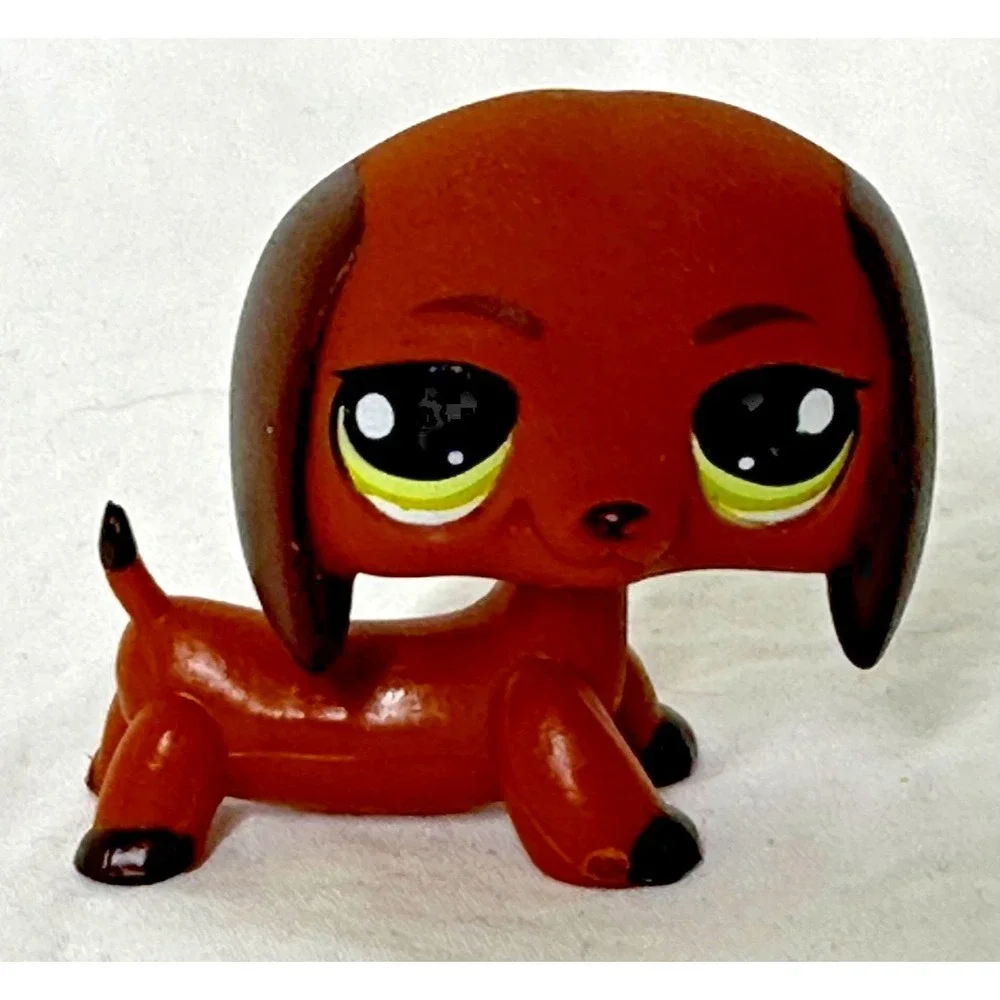 Littlest Pet Shop lps Dachshund Figure Dog #992 Green Eyes Weiner Dog